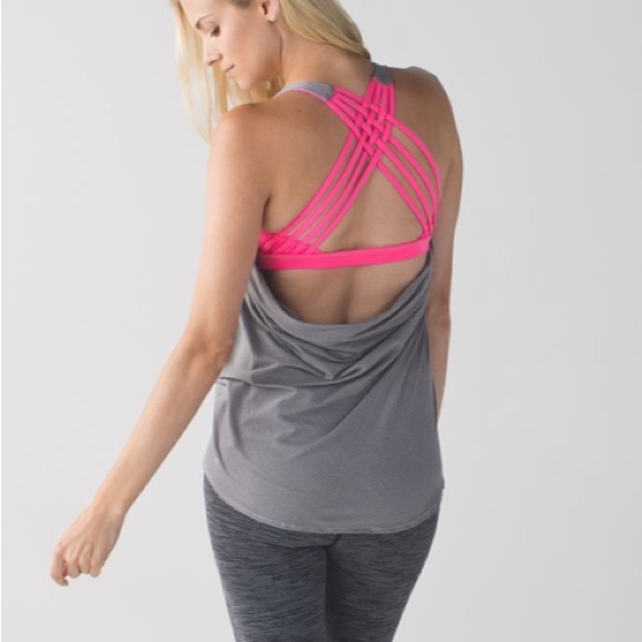 lululemon athletica Tops - Lululemon Wild Tank
Heathered Slate / Raspberry Glo Light